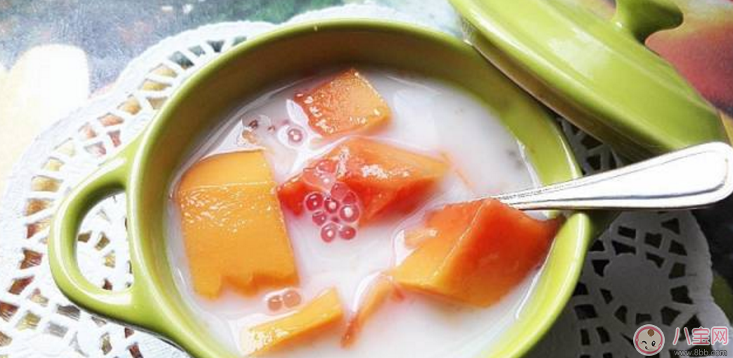 秋燥降火自制椰汁木瓜西米露 媽媽寶寶都愛吃！