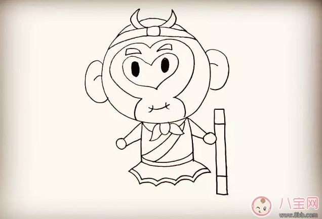 兒童簡(jiǎn)筆畫 卡通人物齊天大圣孫悟空簡(jiǎn)筆畫