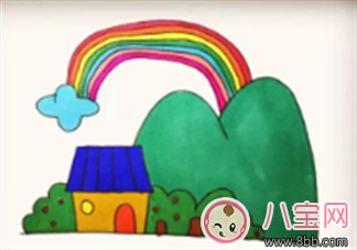 寶寶簡筆畫彩虹屋  這樣畫景色系列彩虹屋