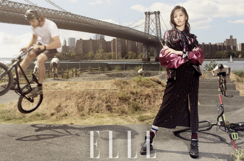 唐嫣登《ELLE》雜志封面 瀟灑機車范兒霸氣女漢子