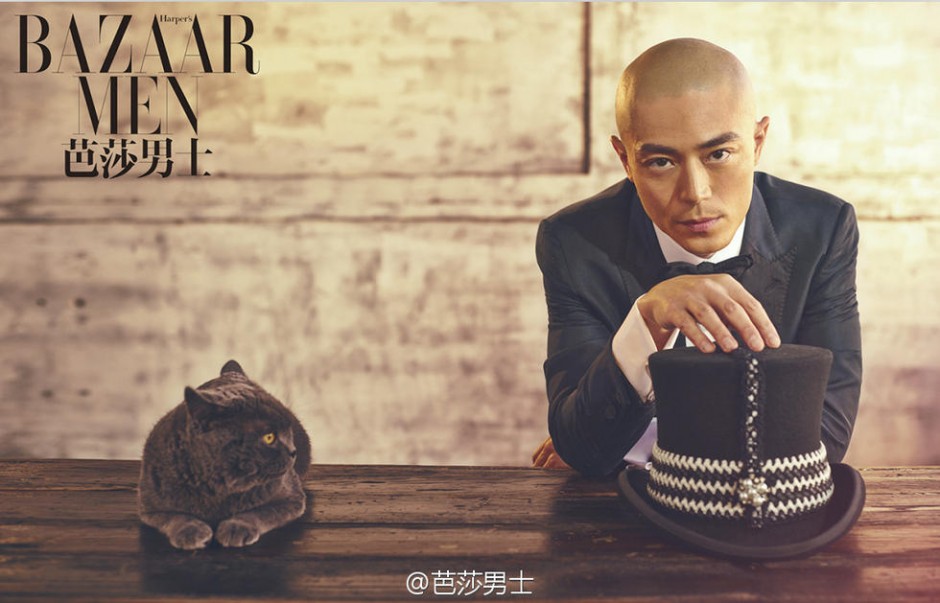 霍建華光頭形象登《芭莎男士》12月刊封面