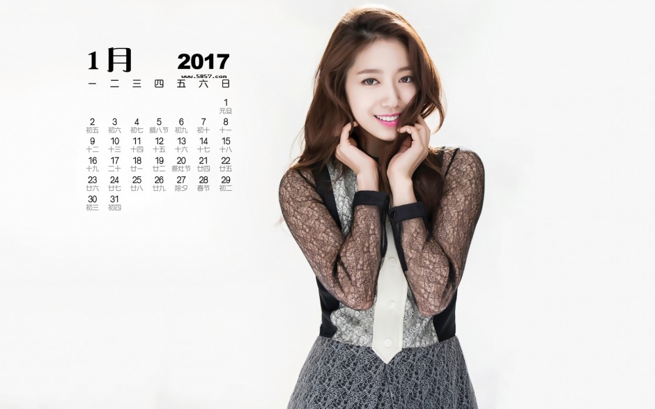 2017年1月韓女星樸信惠日歷高清圖片