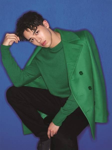 許魏洲登雜志封面寫(xiě)真圖片 俊秀面容叼花獻(xiàn)吻