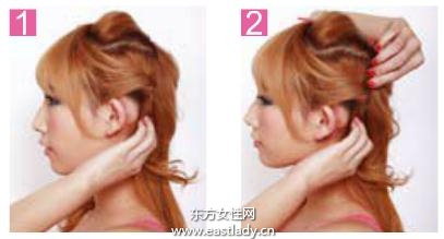 發(fā)型設計之用1個發(fā)卡擰卷固定發(fā)束