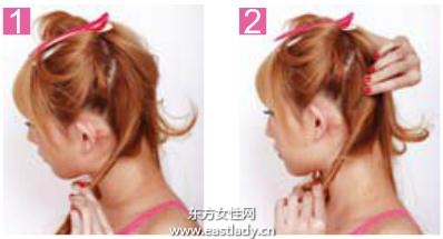 發(fā)型設計之用1個發(fā)卡擰卷固定發(fā)束