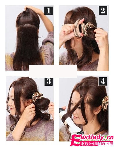 大卷發(fā)巧變活潑歪發(fā)髻