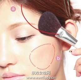 凸顯骨感緊致面容的腮紅畫(huà)法