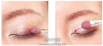 同色系眼影疊層暈染提升光澤度