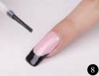 美甲教程粉色加黑色的雙拼法式