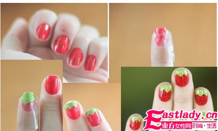 在家畫美甲 草莓美甲