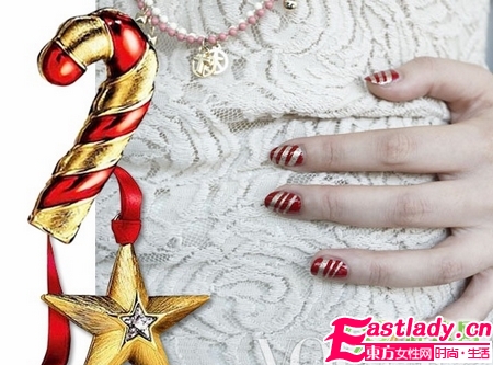 美甲DIY 糖果條紋美甲