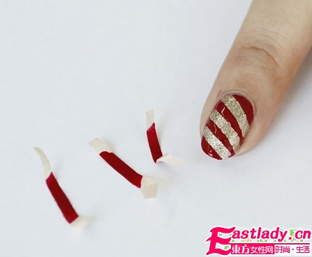 美甲DIY 糖果條紋美甲