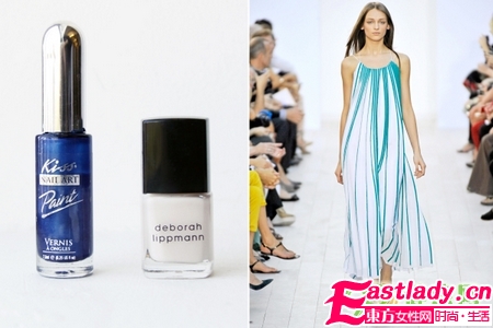 超簡單DIY藍(lán)色小草美甲