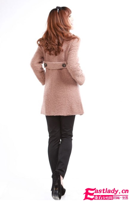 秋冬新款雙排扣純色毛呢大衣 保暖美麗兩不誤