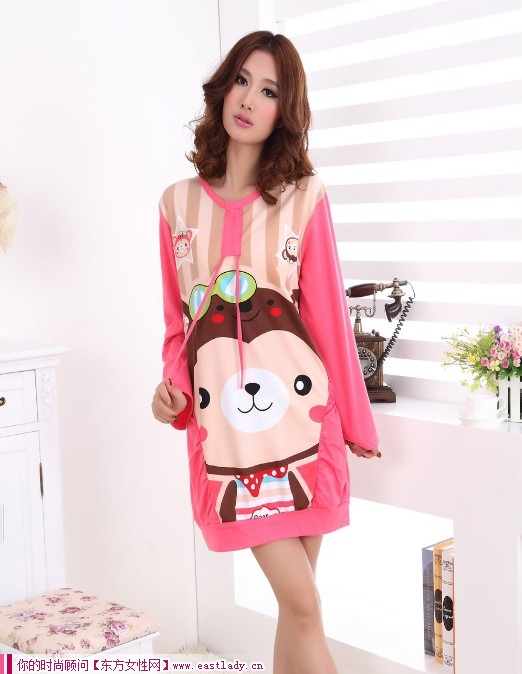 秋冬季新款韓版長(zhǎng)袖可愛(ài)卡通針織純棉睡衣 賣萌無(wú)處不在