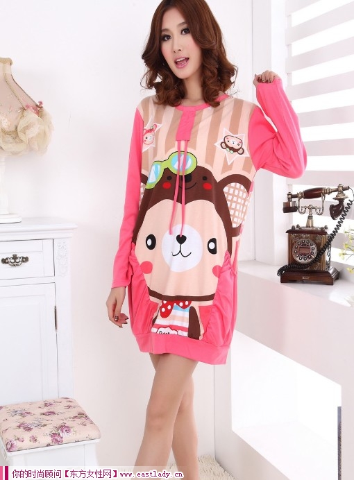 秋冬季新款韓版長(zhǎng)袖可愛(ài)卡通針織純棉睡衣 賣萌無(wú)處不在