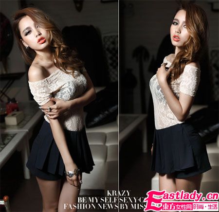 性感短袖蕾絲透視裝 性感女郎度夏必備單品