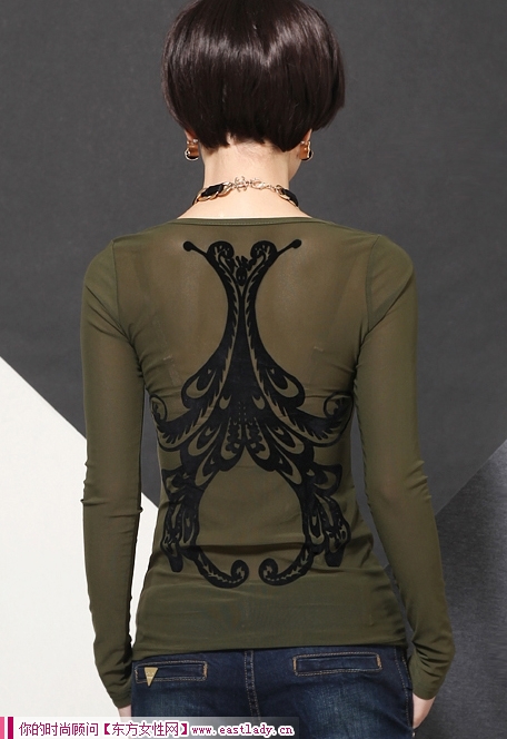 韓版秋裝網(wǎng)紗打底衫大碼T恤 百搭的熟女風(fēng)范打底的妖嬈魅力