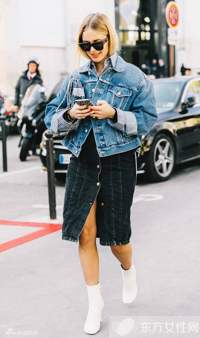 牛仔夾克這樣穿超有范 不信你看大冪冪