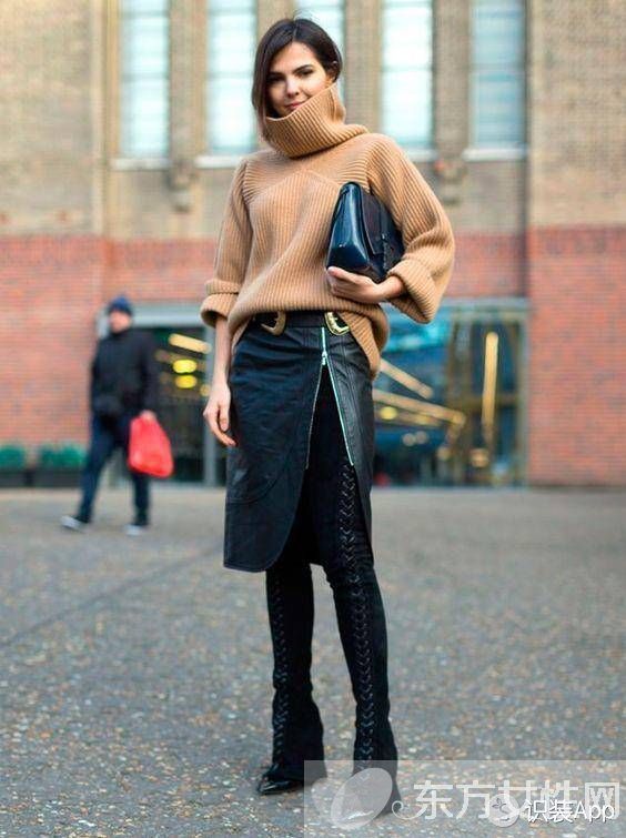 秋冬季節(jié)一件高領(lǐng)毛衣竟有這么多種穿法
