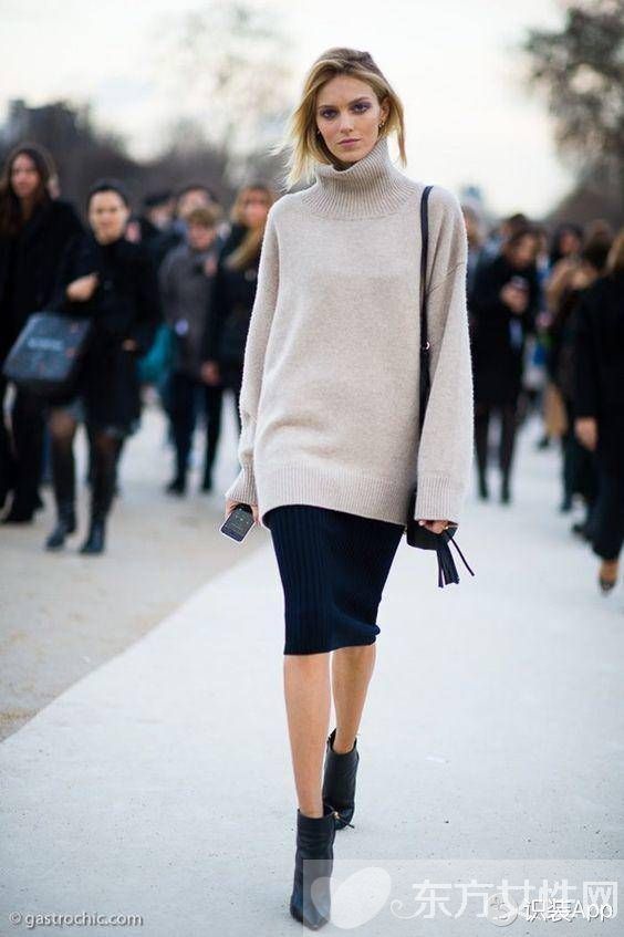 秋冬季節(jié)一件高領(lǐng)毛衣竟有這么多種穿法