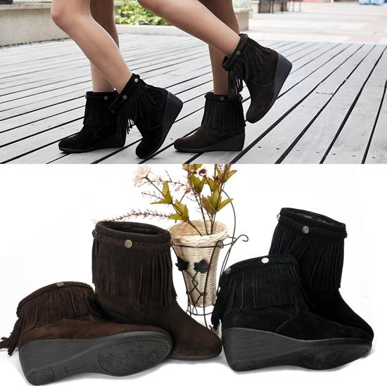 平底流蘇短靴這么搭 讓你成為街頭最搶眼