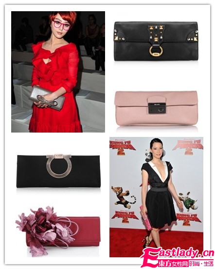 早春學(xué)女星手拿包服飾搭配