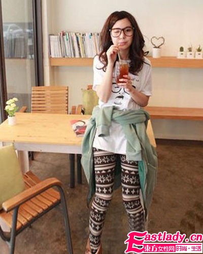 純色OUT 冬季迷戀北歐雪花leggings