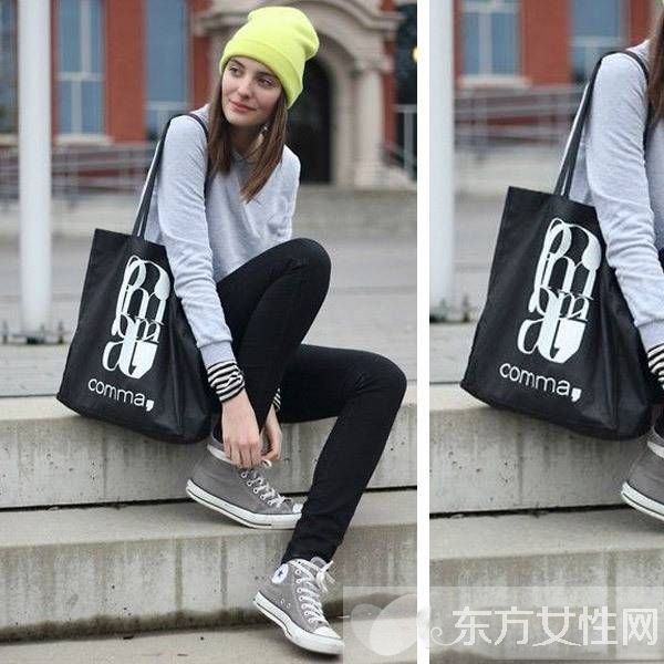 環(huán)保袋也能成時尚 這樣搭居然一點都不違和