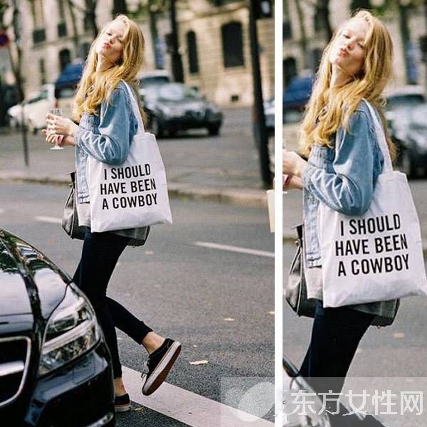 環(huán)保袋也能成時尚 這樣搭居然一點都不違和