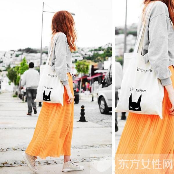 環(huán)保袋也能成時尚 這樣搭居然一點都不違和
