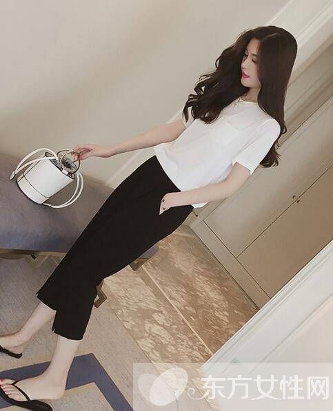 韓版時(shí)尚都市OL七分褲搭配 精致不缺乏舒適感