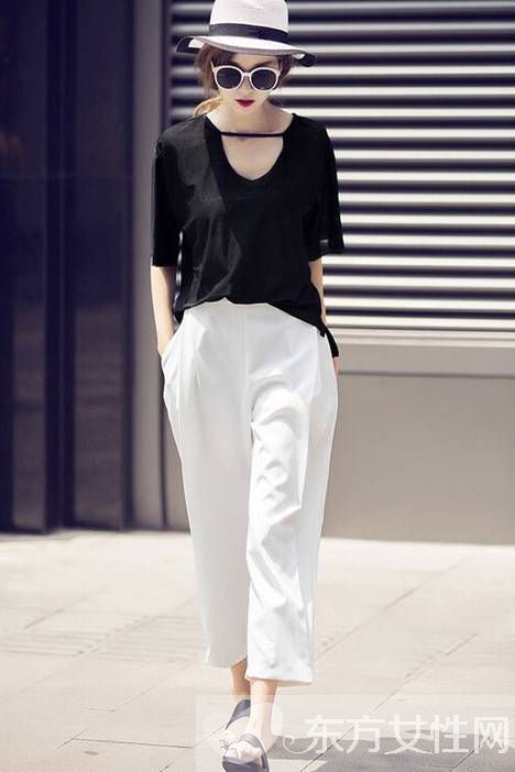女生夏季寬腿褲服裝搭配 學會了時髦又起范兒