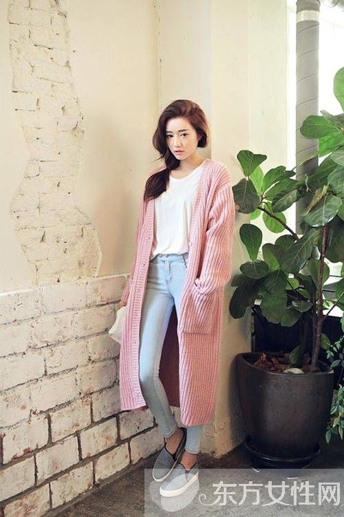 韓版長款針織開衫搭配 搭對了秒變韓系萌妹