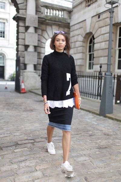 衛(wèi)衣搭配半身裙 初春這么穿你也是街拍達人