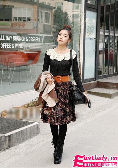 高調(diào)格子裙美搭清純學院風格