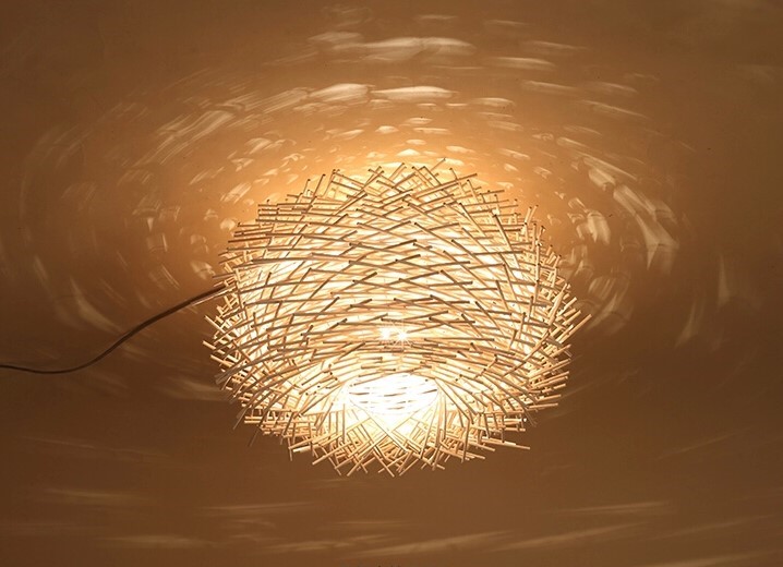 竹編藝術創(chuàng)意鳥巢吊燈