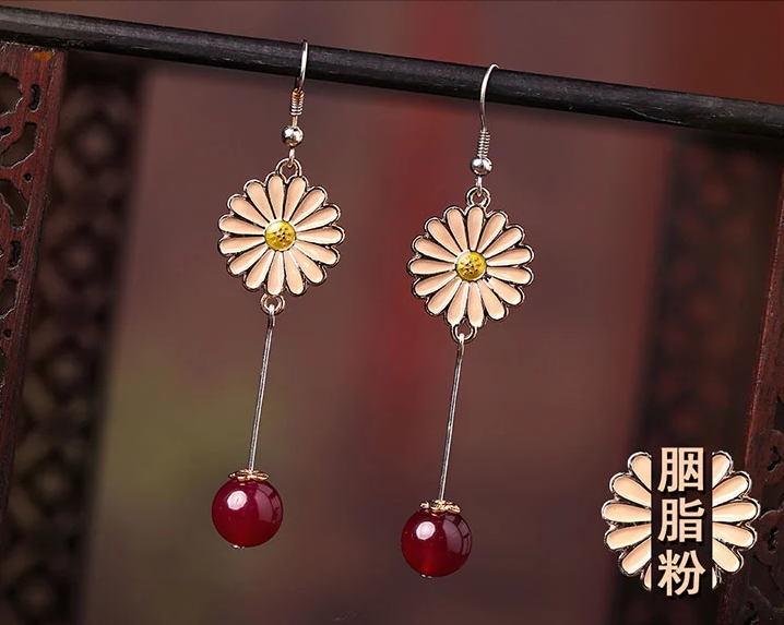 匠心啟航閱讀時(shí)尚花朵吊墜復(fù)古可愛耳環(huán)