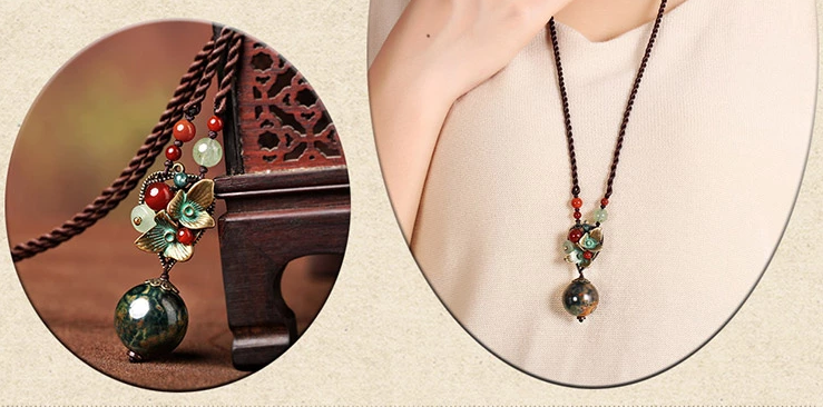 簡約大氣復(fù)古瑪瑙吊墜項鏈毛衣鏈