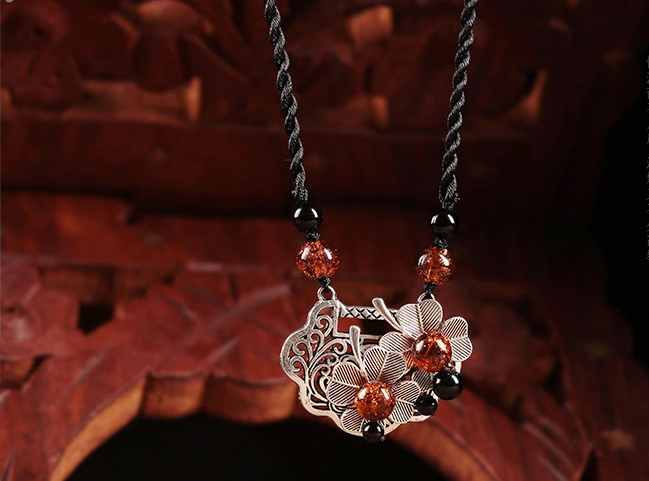 長命鎖四葉草吊墜鎖骨鏈古典時尚項鏈