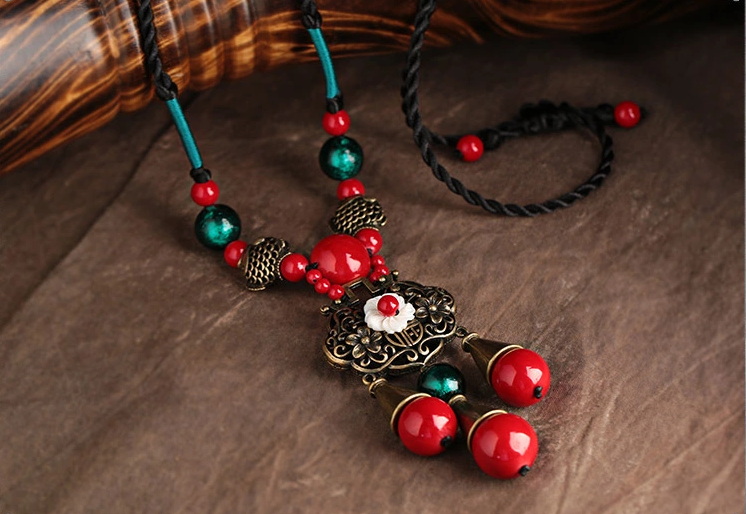 長命鎖吊墜匠心啟航閱讀手工毛衣鏈項鏈首飾