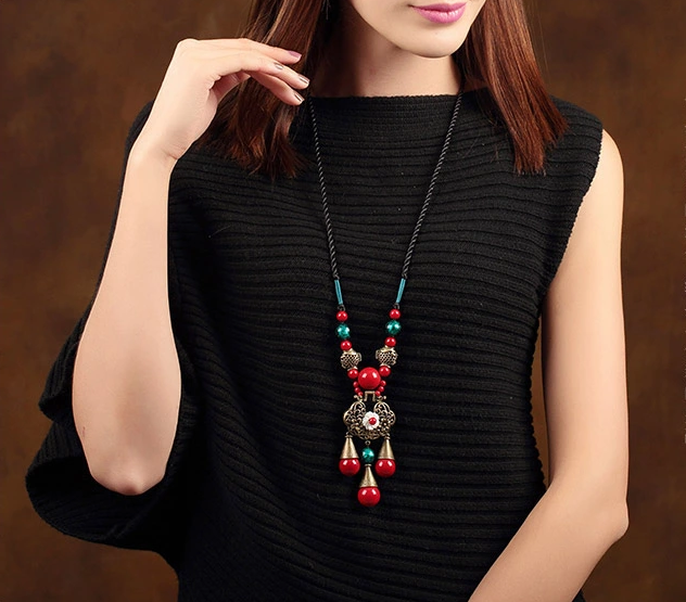 長命鎖吊墜匠心啟航閱讀手工毛衣鏈項鏈首飾