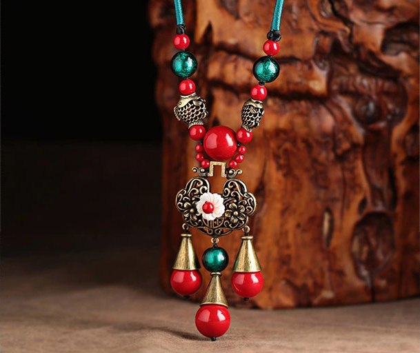 長命鎖吊墜匠心啟航閱讀手工毛衣鏈項鏈首飾