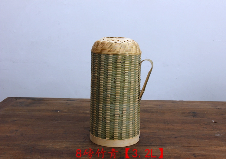 手工編織復古竹編暖水壺工藝品
