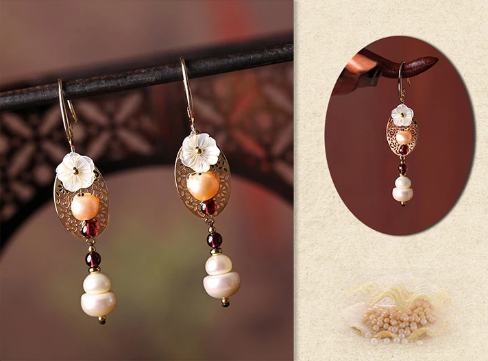 匠心啟航閱讀手工耳環(huán)民族風(fēng)珍珠耳環(huán)