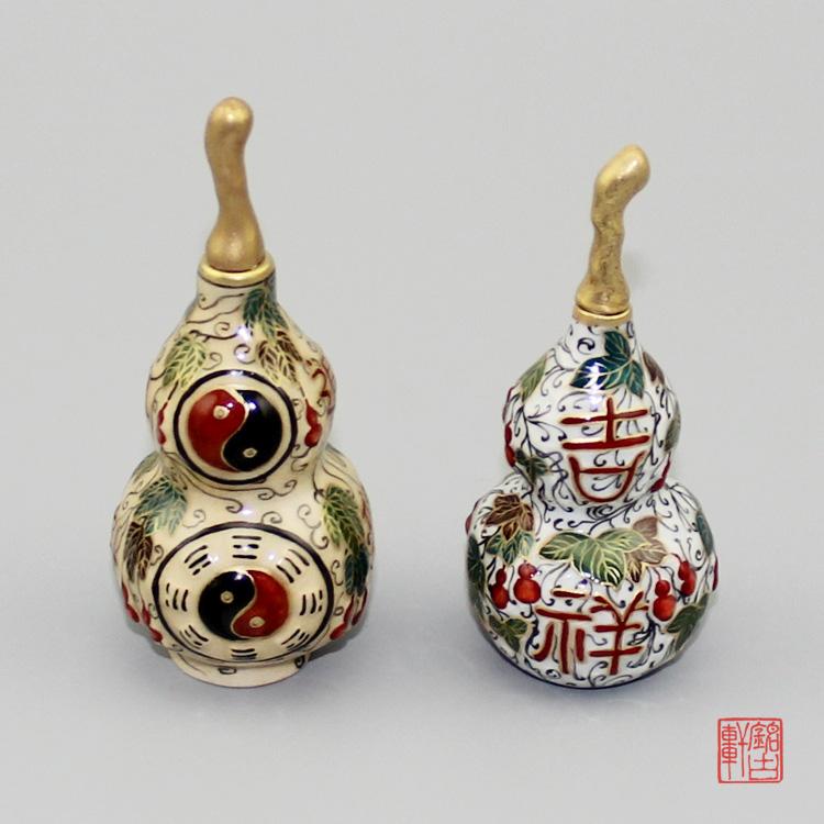 手工描金粉彩葫蘆陶瓷鼻煙壺八卦葫蘆工藝品