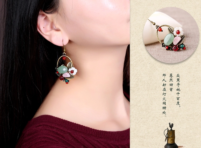 匠心啟航閱讀復古金屬首飾手工耳環(huán)