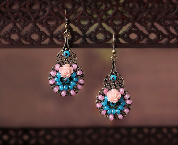 匠心啟航閱讀復古旗袍首飾琉璃耳墜耳環(huán)