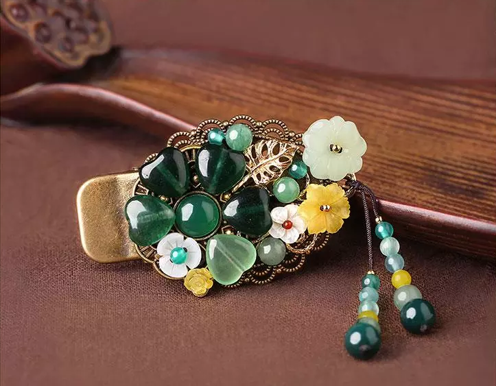 時尚匠心啟航閱讀精致彩玉裝飾古風(fēng)發(fā)夾頭飾