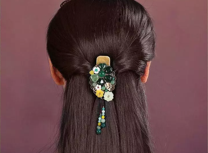 時尚匠心啟航閱讀精致彩玉裝飾古風(fēng)發(fā)夾頭飾